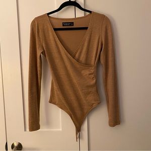 Abercrombie Bodysuit - Wrap-style V neck, Size small, Camel